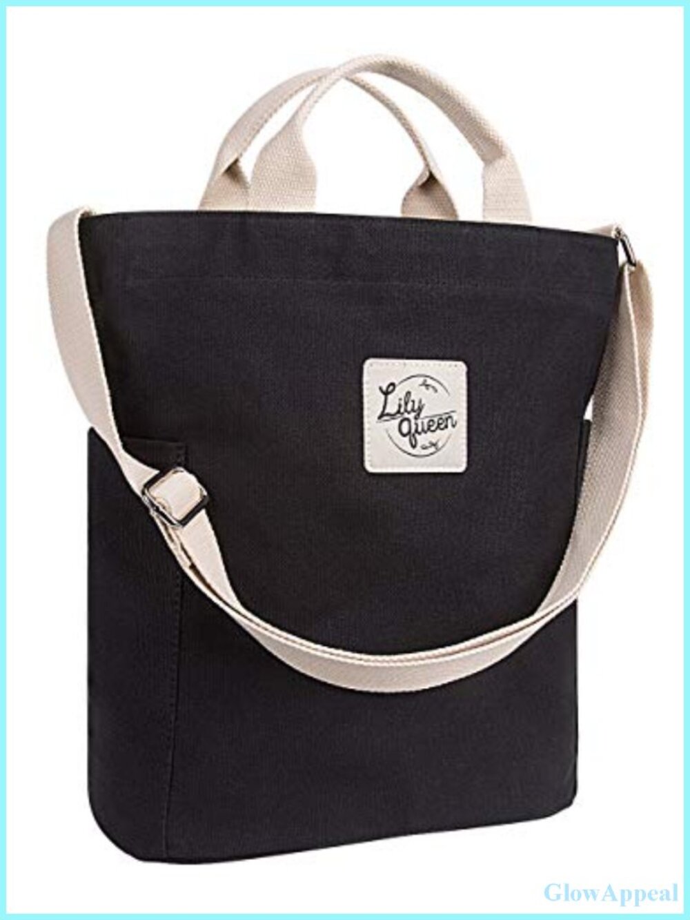 Canvas Tote Bag Crossbody Shoulder Work Bag with Zipper